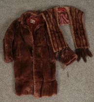 A vintage fur coat by Marcus London, Edinburgh & Newcastle together with a fur shawl