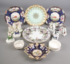 A good collection of ceramics including Davenport, Booths & Coalport plates along with a selection