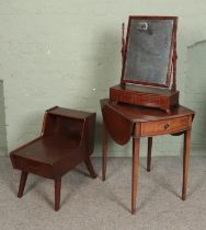 A G Plan E Gomme telephone table together with mahogany pembroke table and mahogany dressing table