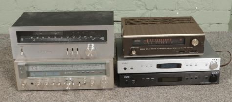 A stacking Hi-Fi system including two Pure DRX 701-ES, Trio TK-350 Stereo Tuner, Pioneer 608-L