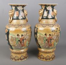 A pair of Japanese style vases of large proportions Hx45cm