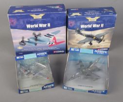 Four boxed diecast military models to include two Corgi Aviation Archive WWII Europe & Africa models