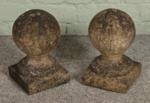 Two 20th century ornamental concrete garden balls. Hx28cm