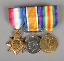 A trio of World War I medals to include 1914-15 Star, British war medal and victory medal. Awarded