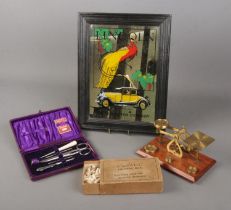 A quantity of collectables. Includes Casswell Promise Box, postal scales, Lincoln Motor Company