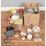 Two boxes of miscellaneous to include Royal Albert Anemones, Aynsley Wild Tudor, Lilliput Lane,