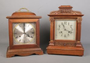 Two wooden cased mantle clocks, including 31 day 'Tristar' example. Signs of worm to one example.