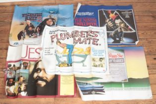 Five vintage film posters. Includes Adventures of A Plumber's Mate, The Ninth Configuration, Peggy
