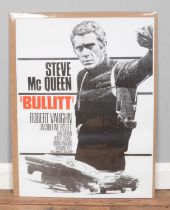 A promotional film poster for Steve McQueen's Bullitt. 61cm x 46cm. Later reprint.