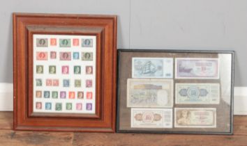 A framed collection of Deutsches Reich stamps together with another framed collection of foreign