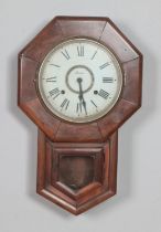 An Ansonia mahogany cased regulator wall clock with pendulum and key. Hx49cm