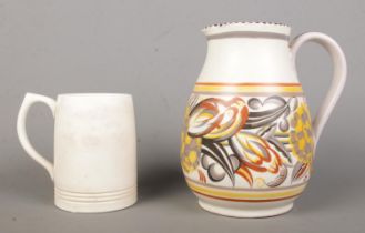 A Poole Pottery Carter Stabler Adams jug in the 484 shape and CF pattern, together with a Keith