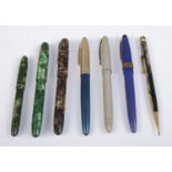 A collection of vintage fountain pens and propelling pencils. To include Conway Stewart '85', '28'