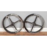 A pair of cast iron wheels Dx49cm