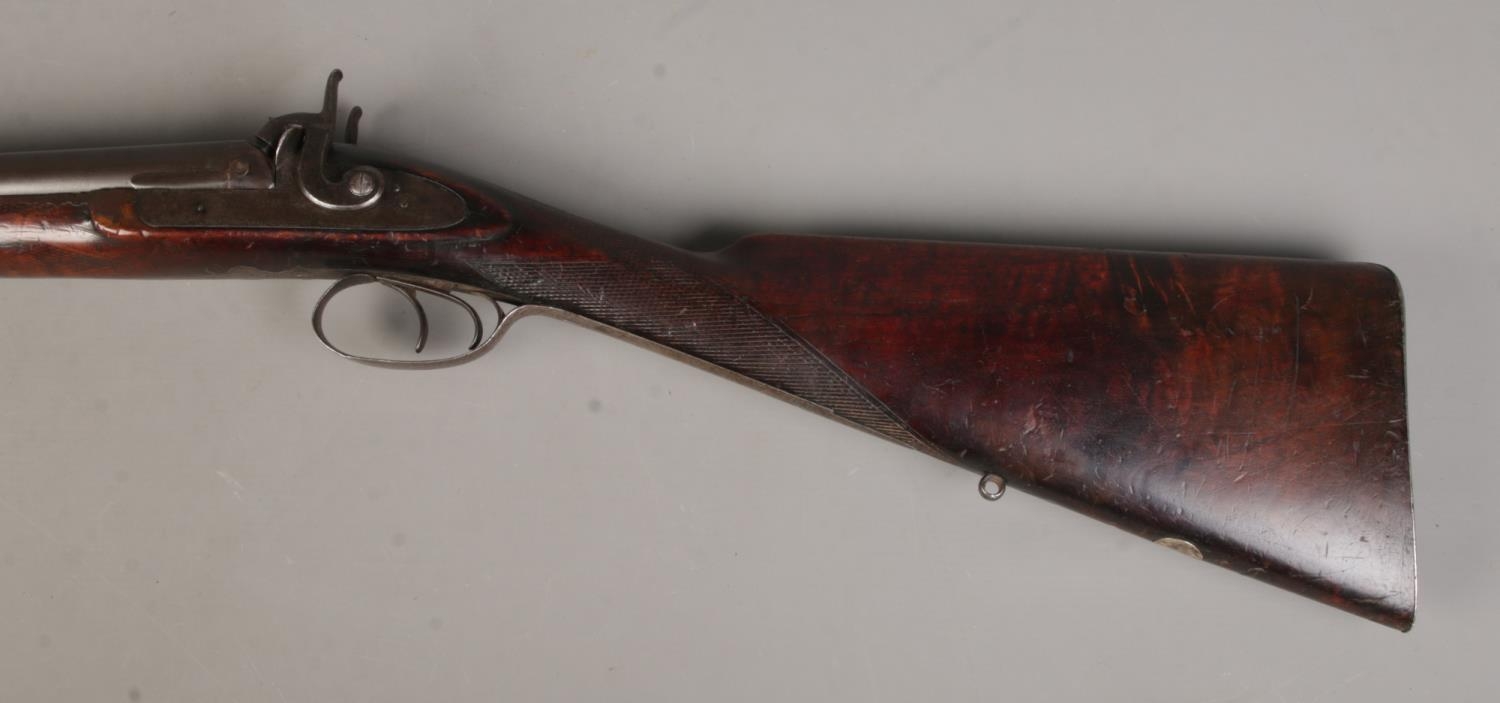 A Charles Pryse & Co double barrelled cape/combination rifle. With damascus barrels and walnut - Bild 5 aus 7