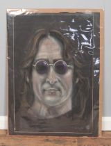 T Goodwin, a large pastel drawing, portrait of John Lennon. Signed and dated 1994. 76cm x 51cm.