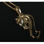 A 9ct gold horse head pendant on chain. Total weight 2.6g.