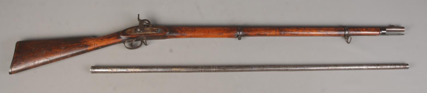 A lightweight sporting percussion cap rifle, bearing Belgian proof marks to the base of barrel (