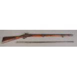A lightweight sporting percussion cap rifle, bearing Belgian proof marks to the base of barrel (