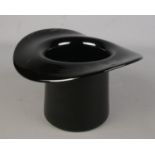 A black glass champagne bucket in the form of a top hat, possibly by Murano. Height 19cm, Diameter