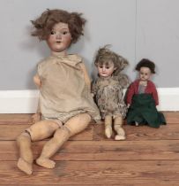 Three vintage Armand Marseille bisque head dolls, for repair.