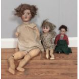 Three vintage Armand Marseille bisque head dolls, for repair.