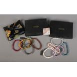 Two sets Honora freshwater coloured cultured pearls to include ten bracelets in two box sets.