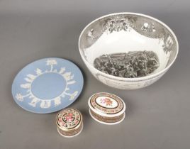 A collection of Wedgwood ceramics to include West Point Bowl, Jasperware plate and two Clio