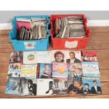 Two boxes of assorted singles records, to include Soft Cell, Dionne Warwick, Rod Stewart, Yazoo,