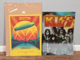 Led Zeppelin: Celebration Day (2012) promotional poster along with lenticular Kiss poster.