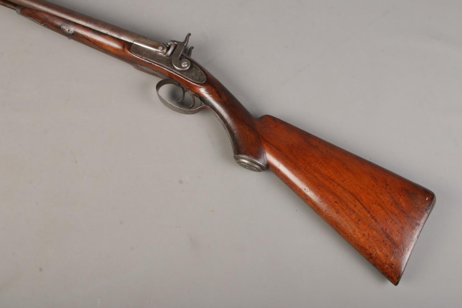 A 19th Century George and John Deane side by side percussion shotgun. Muzzle loading. With thirty