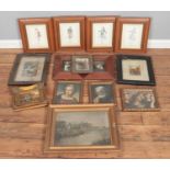 A collection of artworks, pictures and prints inlcuding unsigned oil on board, Charles Dickens