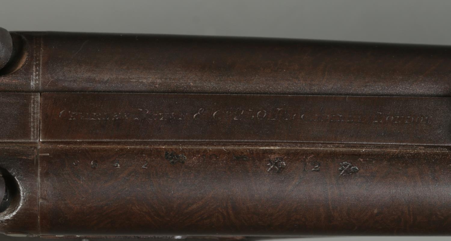 A Charles Pryse & Co double barrelled cape/combination rifle. With damascus barrels and walnut - Bild 7 aus 7