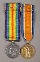 A pair of World War One medals presented to Private F Crossley, Army Ordnance Corps, 020953. British