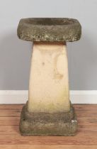 A Sandford Stone two piece bird bath. Height: 64cm, Width 35cm.