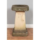 A Sandford Stone two piece bird bath. Height: 64cm, Width 35cm.