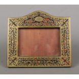 A Victorian mahogany and tortoiseshell Boulle photo frame, with front motto for Gang Warily 'Go