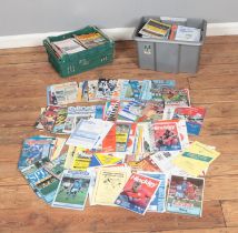 Two boxes of assorted football programmes mostly dating between 19060 and 2000 to include clubs such