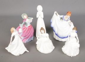 A collection of six Royal Doulton figures to include Autumn Breeze (HN4716), Harmony (HN4096),