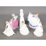 A collection of six Royal Doulton figures to include Autumn Breeze (HN4716), Harmony (HN4096),