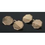 A pair of 9ct cufflinks of Octagonal form with half waved decoration. Total weight: 4.5g