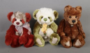 Three Charlie Bears jointed teddy bears designed by Isabelle Lee to include Rodley (CB104717B), Ruby