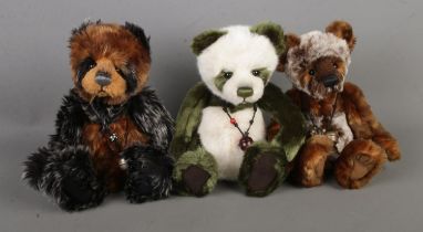 Three Charlie Bears jointed teddy bears designed by Isabelle Lee to include Mistletoe (CB614989),