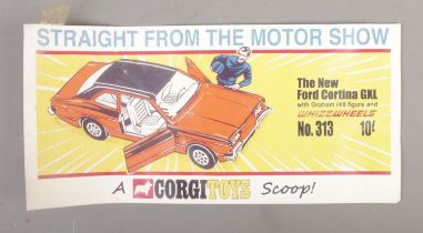 A Corgi Toys Scoop! advertising leaflet: Straight From The Motor Show, The New Ford Cortina GXL with