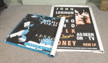 Two large promotional posters for John Lennon and Yoko Ono to include Nobody Told Me and Milk and