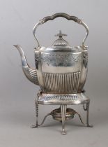 A Walker and Hall silver plated spirit kettle, with burner.