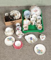 Two boxes of assorted ceramics to include Colclough, Royal Doulton, Wedgwood, Royal Stuart, etc.