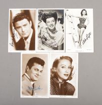 A collection of signed monochrome postcards, mostly Picturegoer series, to include Debra Paget,