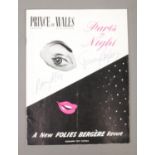 A Paris by Night A New Folies Bergere Revue programme for the Prince of Wales theatre, signed by