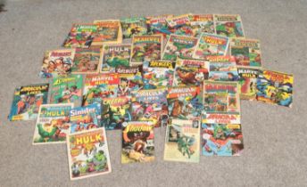 A box of mostly 1970's comics to include The Mighty World of Marvel, Dracula Lives, The Might